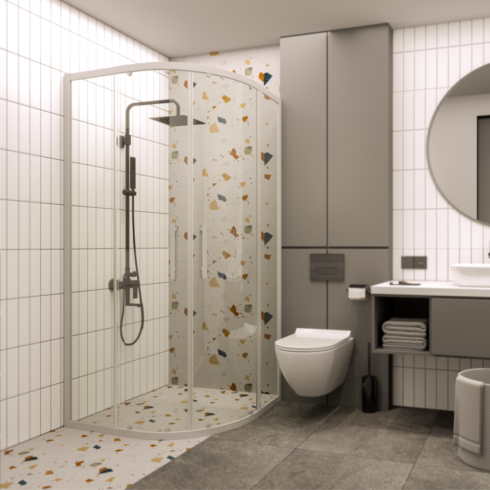 PANEWA 6 MM PRATİCO ŞEFFAF OVAL DUŞAKABİN H:180 Beyaz - 90x90