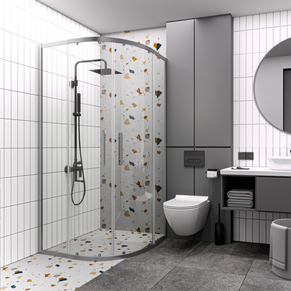 PANEWA 6 MM PRATİCO ŞEFFAF OVAL DUŞAKABİN H:180 Parlak - 100x100