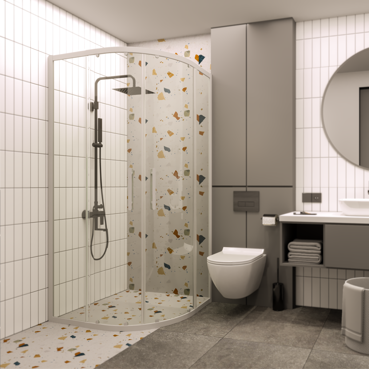 PANEWA 6 MM PRATİCO ŞEFFAF OVAL DUŞAKABİN H:180 Beyaz - 120x120