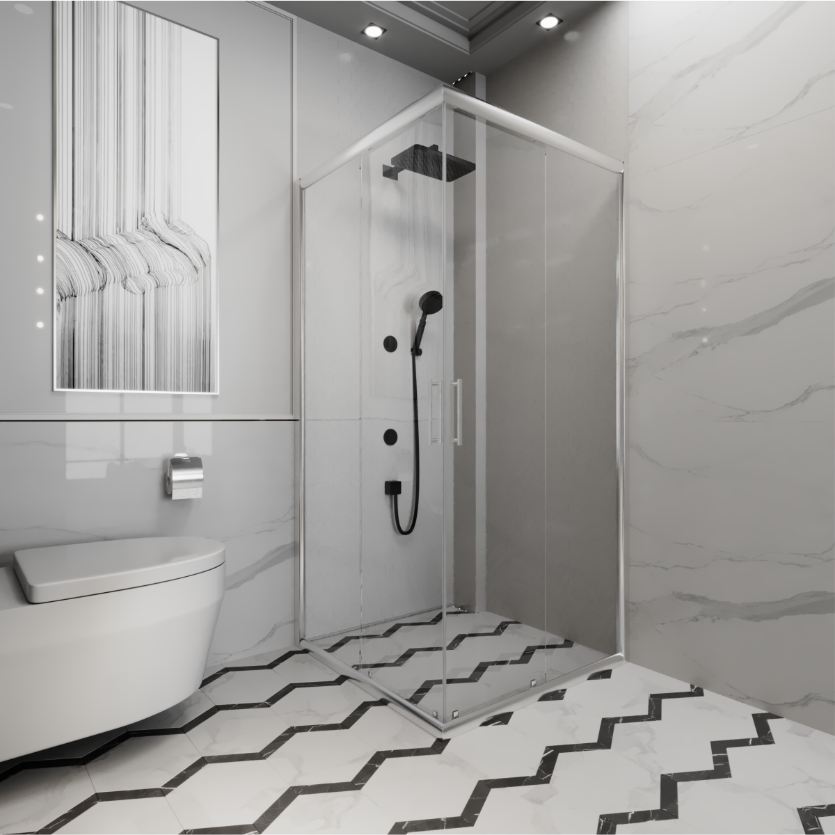 PANEWA 6 MM MERKÜR ŞEFFAF KÖŞE GİRİŞLİ DUŞAKABİN H:190 100x100 - Parlak