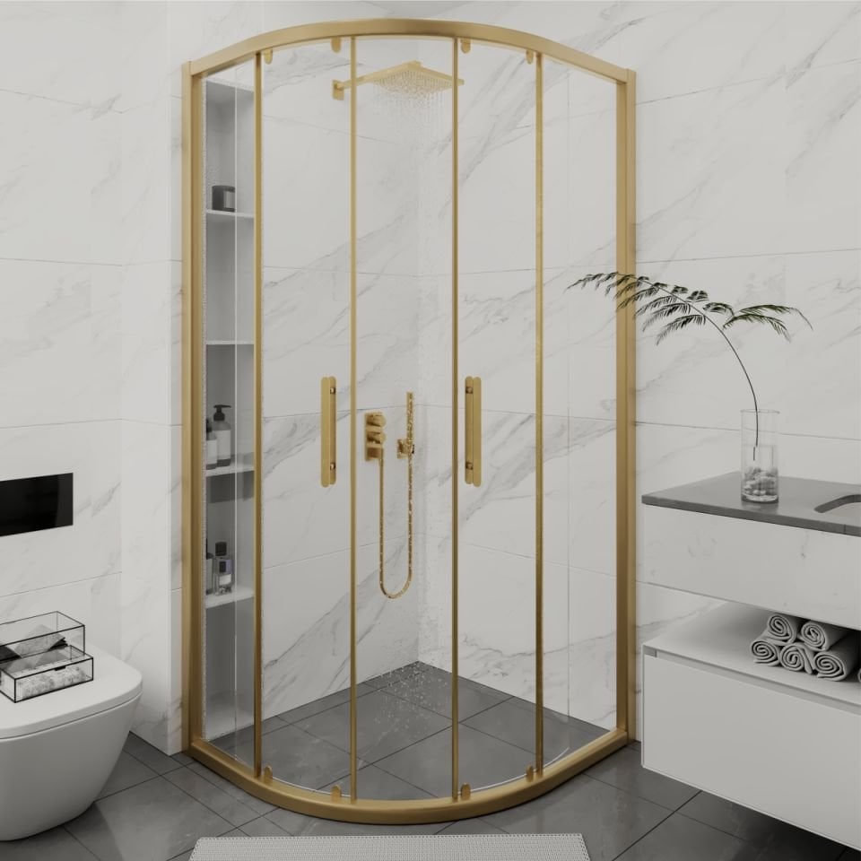 PANEWA 6 MM SÜPERLÜKS ŞEFFAF OVAL DUŞAKABİN H:180 100x100 - Gold