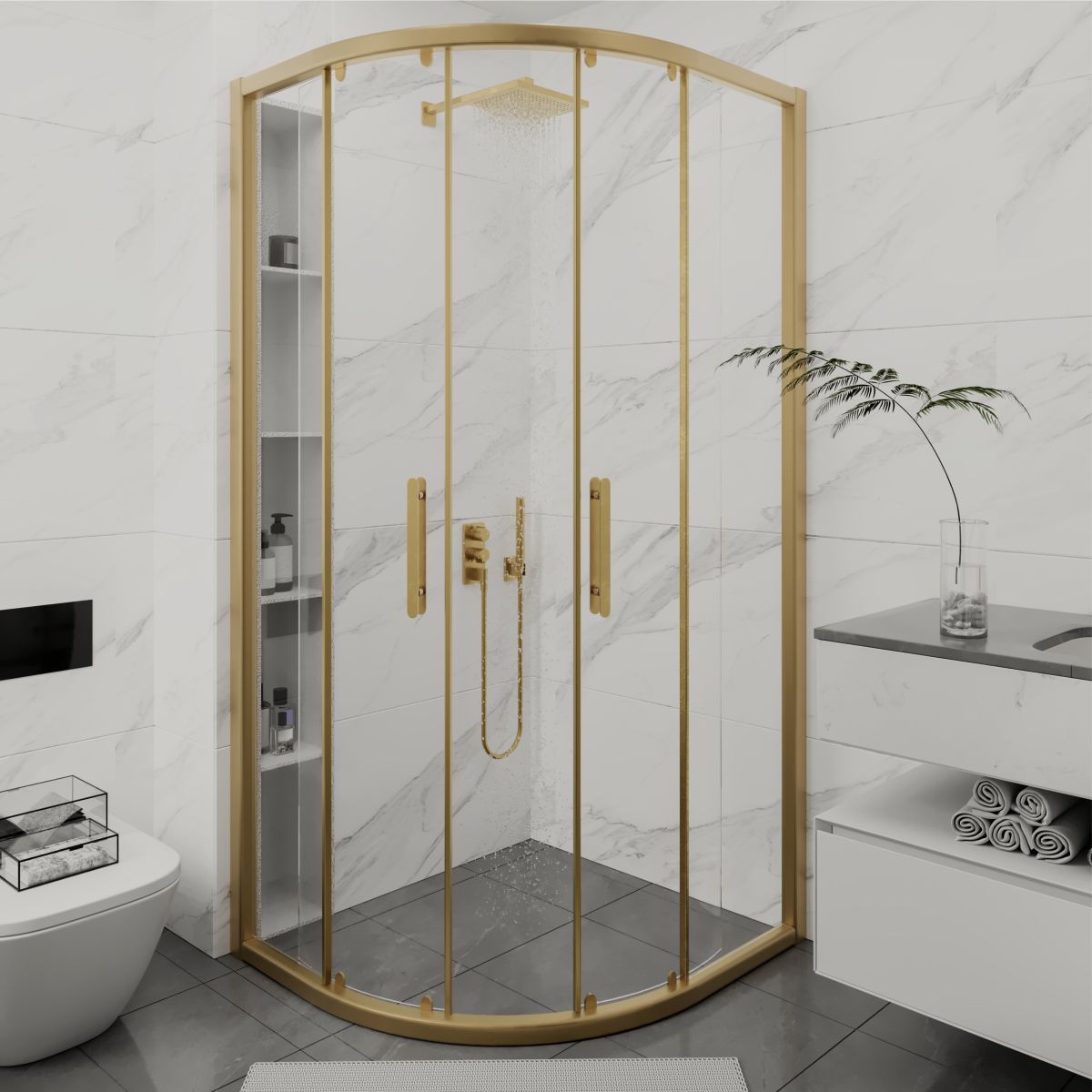 PANEWA 6 MM SÜPERLÜKS ŞEFFAF OVAL DUŞAKABİN H:190 100x100 - Gold