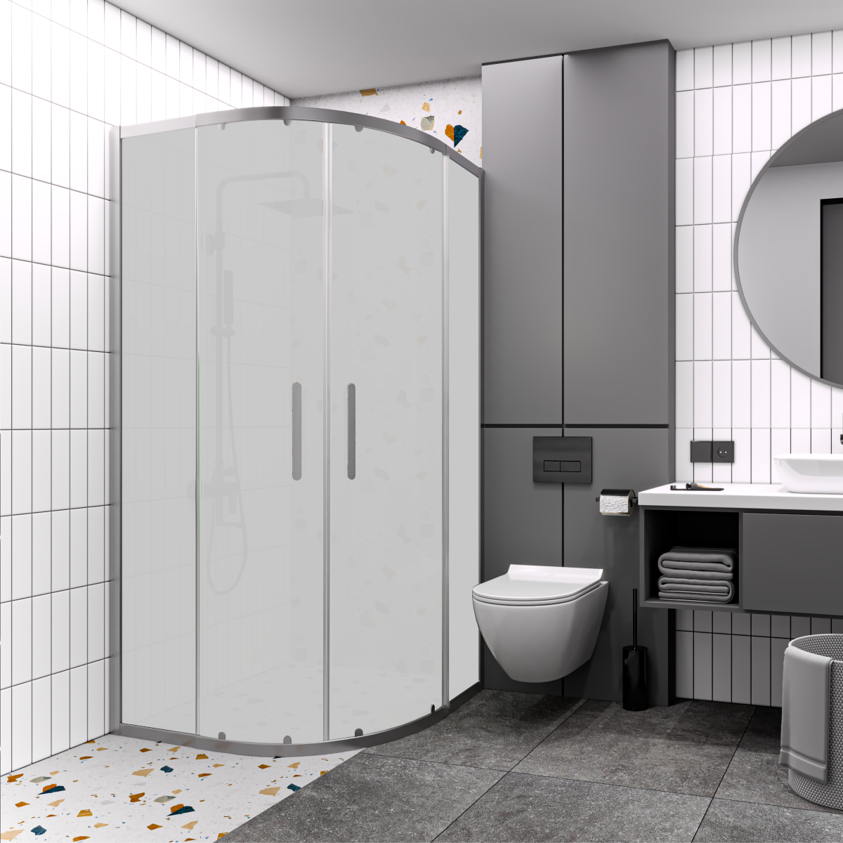 PANEWA 6 MM PRATİCO BUZLU OVAL DUŞAKABİN H:180 120x120 - Parlak