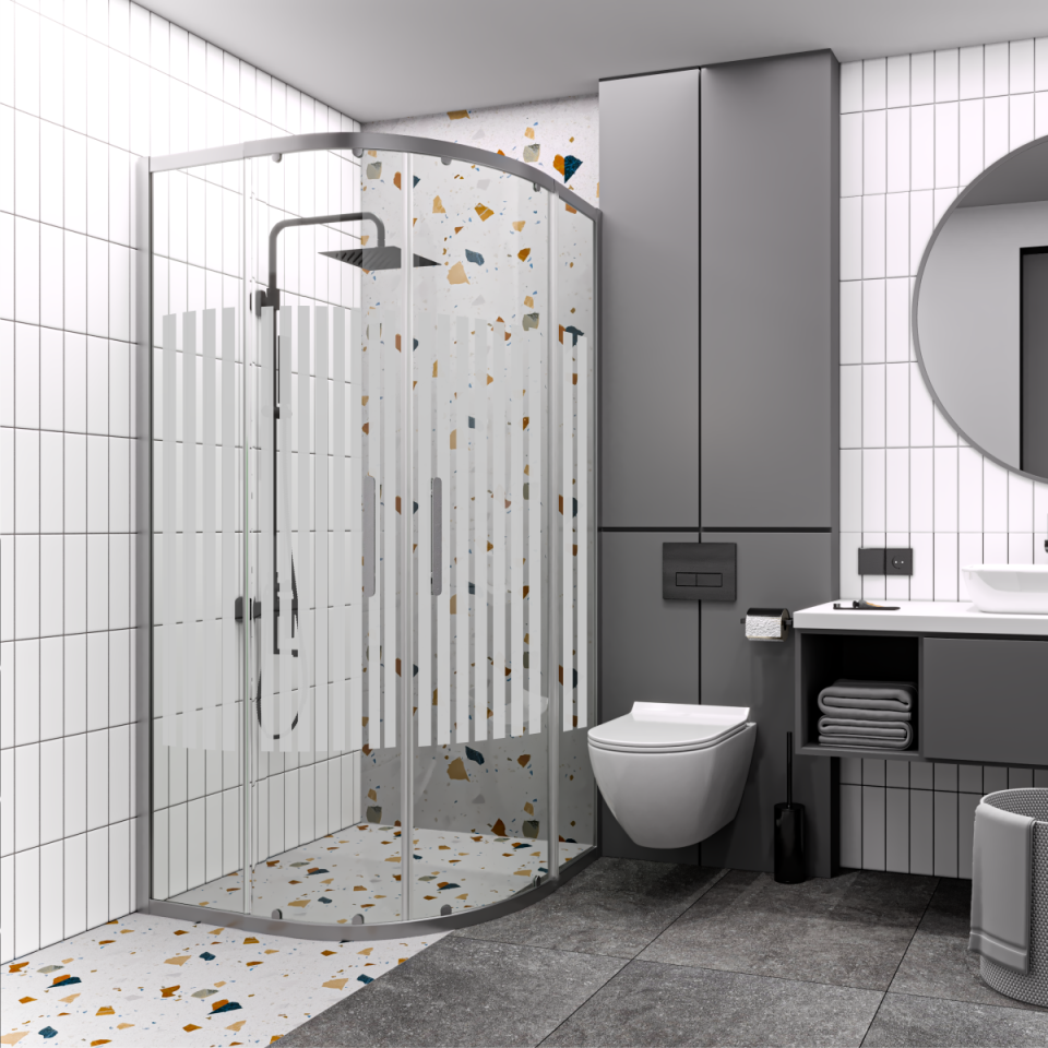 PANEWA 6 MM PRATİCO PNW81 KUMLAMA DESENLİ OVAL DUŞAKABİN H:180 100x100 - Parlak