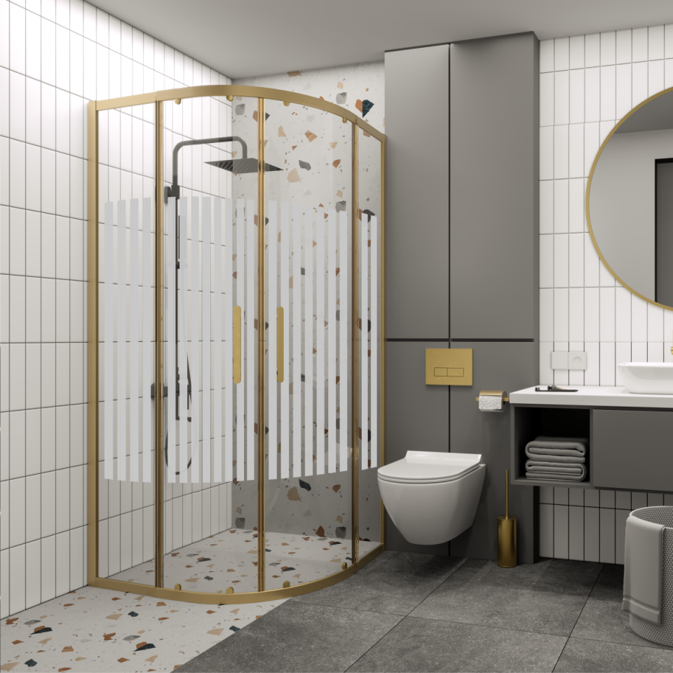 PANEWA 6 MM PRATİCO PNW81 KUMLAMA DESENLİ OVAL DUŞAKABİN H:180 110x110 - Gold