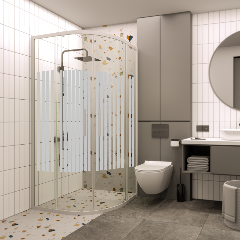 PANEWA 6 MM PRATİCO PNW81 KUMLAMA DESENLİ OVAL DUŞAKABİN H:180 120x120 - Beyaz