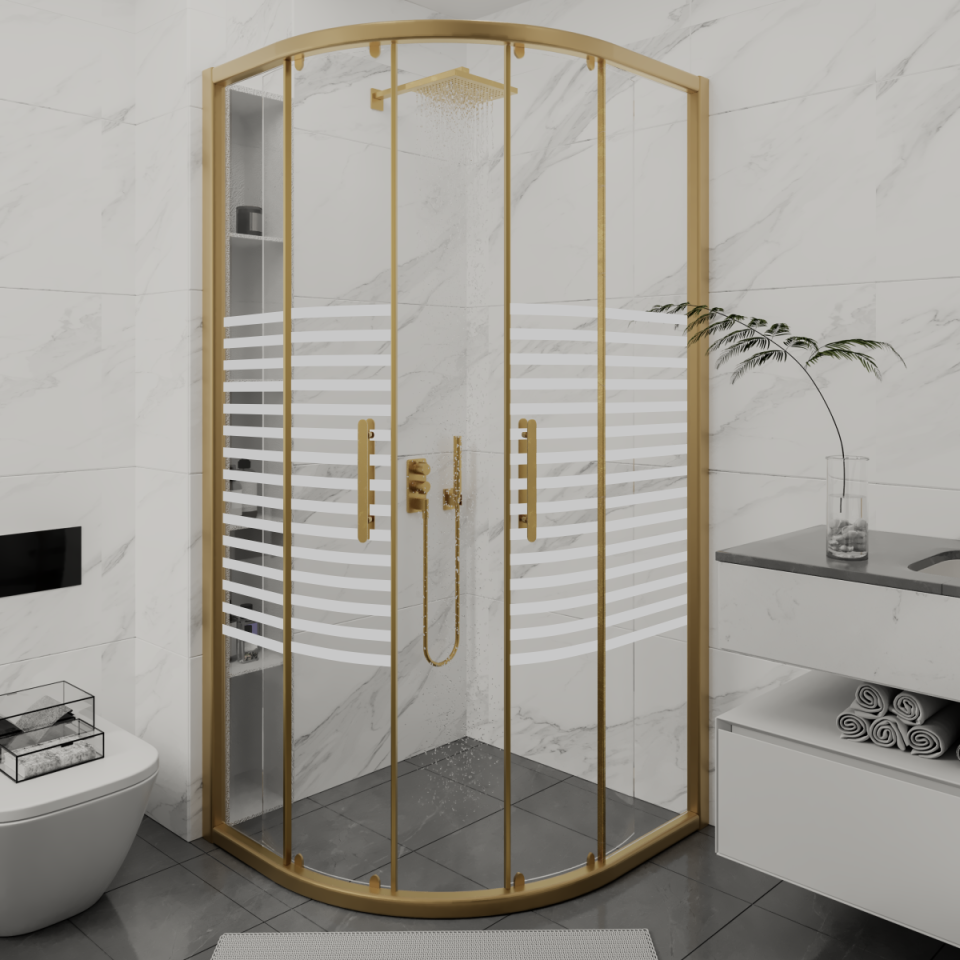 PANEWA 6 MM SÜPERLÜKS PNW126 KUMLAMA DESENLİ OVAL DUŞAKABİN H:180 120x120 - Gold