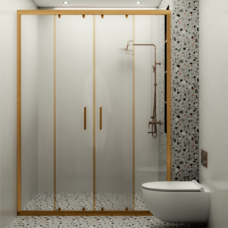 PANEWA 4 MM PRATİCO ŞEFFAF 2 SABİT 2 ÇALIŞIR  DUŞAKABİN H:180 180-189 ARASI - Gold