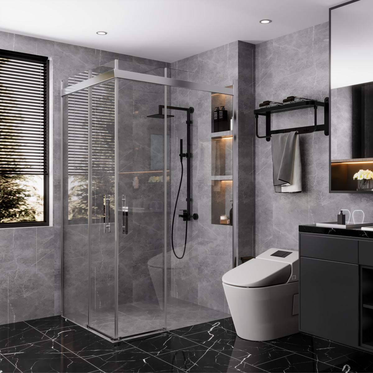 PANEWA 6 MM RAİN ŞEFFAF KÖŞE GİRİŞLİ DUŞAKABİN H:190 110x110 - Parlak