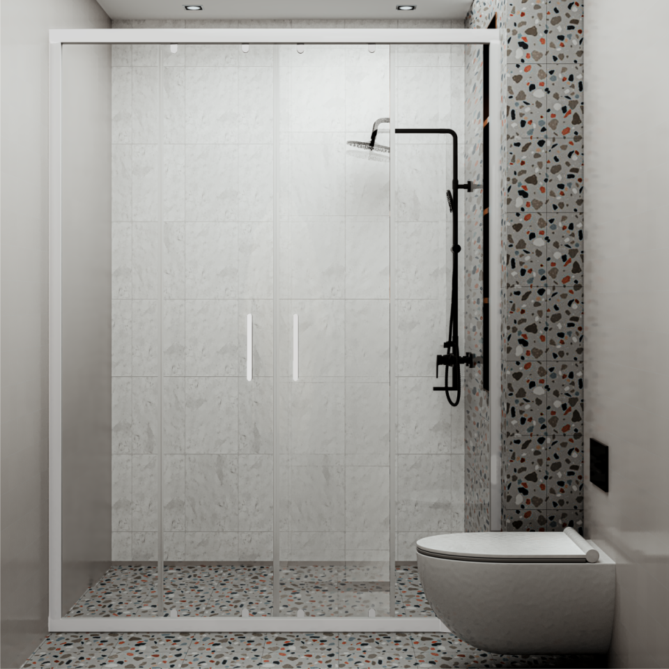 PANEWA 6 MM PRATİCO ŞEFFAF 2 SABİT 2 ÇALIŞIR  DUŞAKABİN H:190 180-189 ARASI - Beyaz