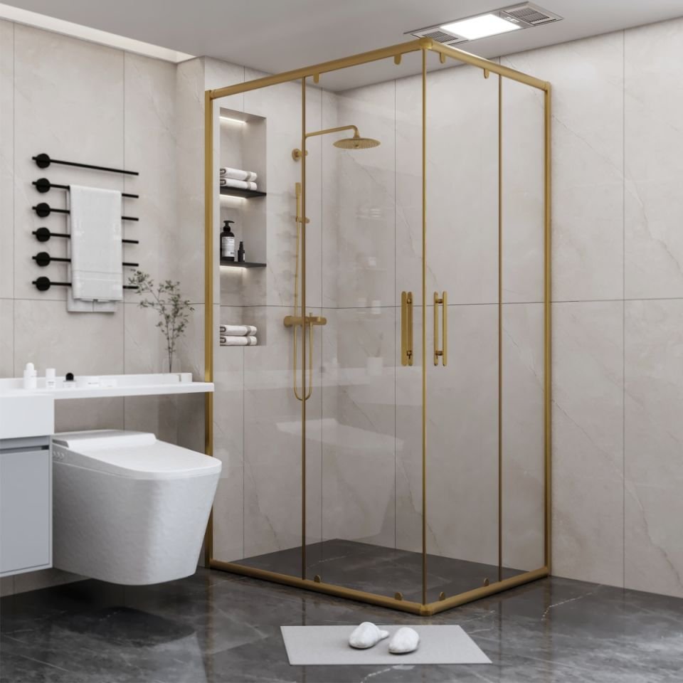 PANEWA 6 MM SÜPERLÜKS ŞEFFAF KÖŞE GİRİŞLİ DUŞAKABİN H:180 120x120 - Gold