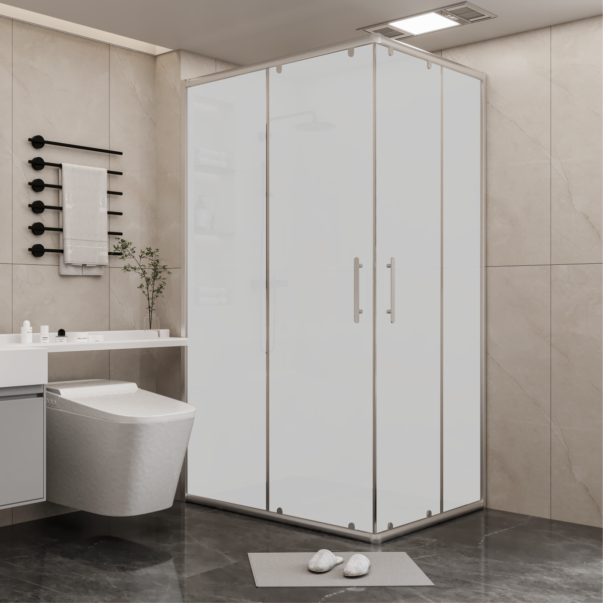 PANEWA 6 MM SÜPERLÜKS BUZLU KÖŞE GİRİŞLİ DUŞAKABİN H:190 90x90 - Parlak