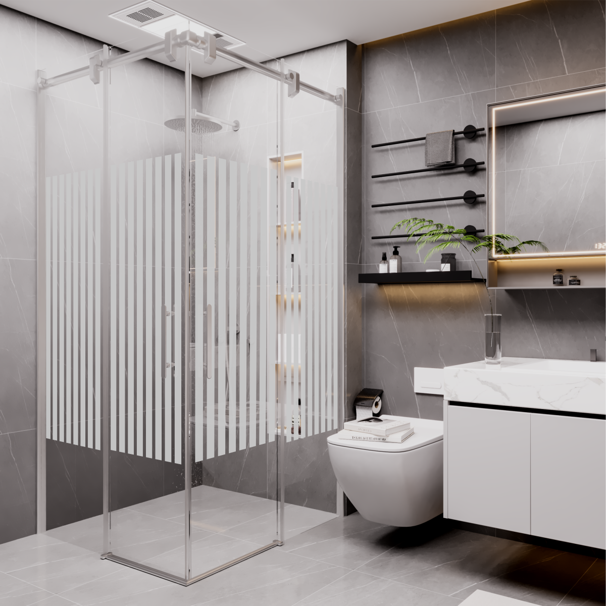 PANEWA 6 MM BORU SİSTEM NOVA PNW81 KUMLAMA DESENLİ KÖŞE GİRİŞLİ DUŞAKABİN H:190 90x90 - Parlak