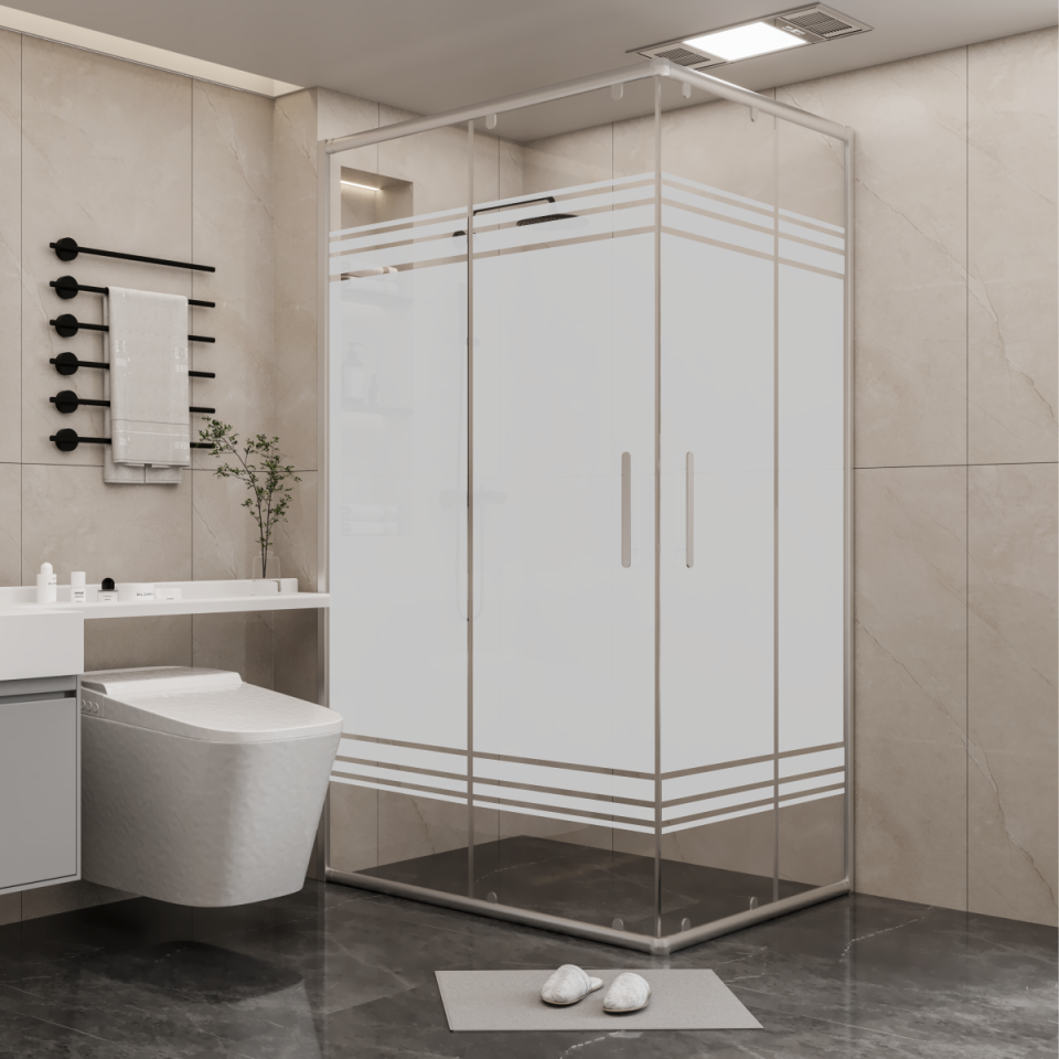 PANEWA 6 MM SÜPERLÜKS PNW28 KUMLAMA DESENLİ KÖŞE GİRİŞLİ DUŞAKABİN H:180 100x100 - Parlak