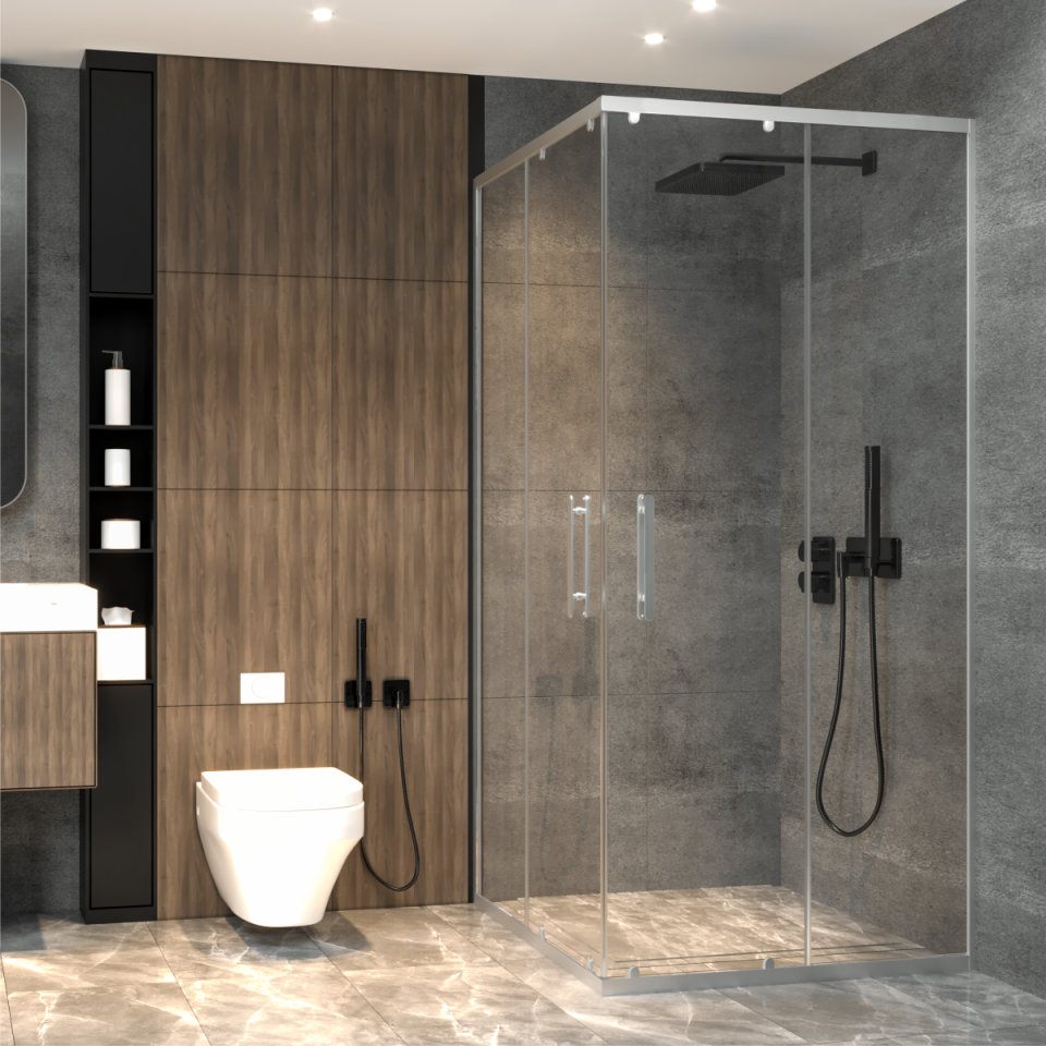 PANEWA 6 MM PRATİCO ŞEFFAF KÖŞE GİRİŞLİ DUŞAKABİN H:180 100x100 - Parlak