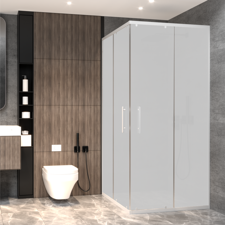 PANEWA 4 MM PRATİCO BUZLU KÖŞE GİRİŞLİ DUŞAKABİN H:180 90x90 - Beyaz