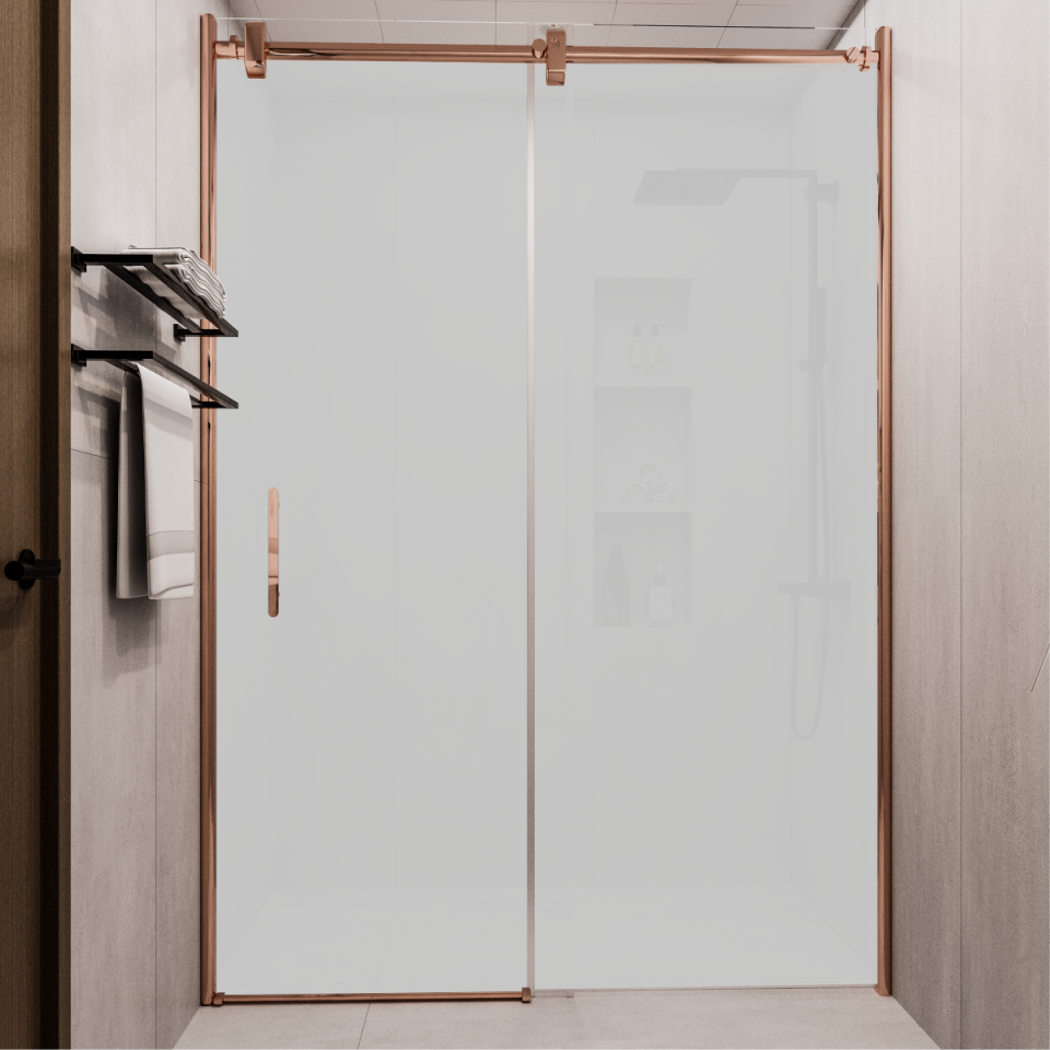 PANEWA 6 MM BORU SİSTEM NOVA BUZLU 1 SABİT 1 ÇALIŞIR  DUŞAKABİN H:190 120-129 ARASI - Rose