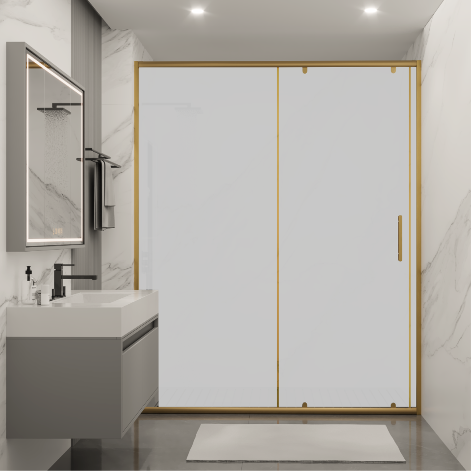PANEWA 6 MM SÜPERLÜKS BUZLU 1  SABİT 1 ÇALIŞIR DUŞAKABİN H:180 120-129 ARASI - Gold