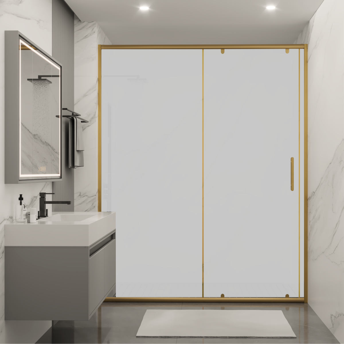 PANEWA 6 MM SÜPERLÜKS BUZLU 1  SABİT 1 ÇALIŞIR DUŞAKABİN H:190 140-149 ARASI - Gold