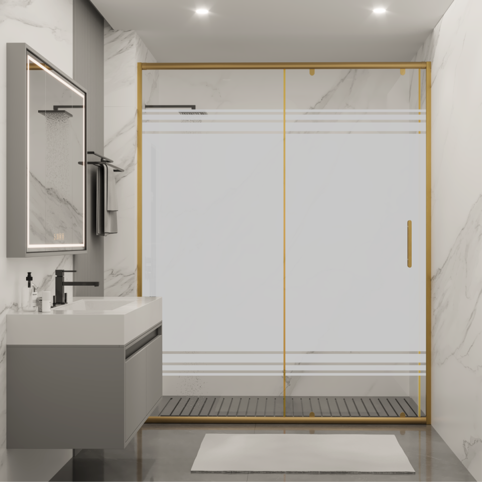 PANEWA 6 MM SÜPERLÜKS PNW28 KUMLAMA DESENLİ 1 SABİT 1 ÇALIŞIR DUŞAKABİN H:180 130-139 ARASI - Gold