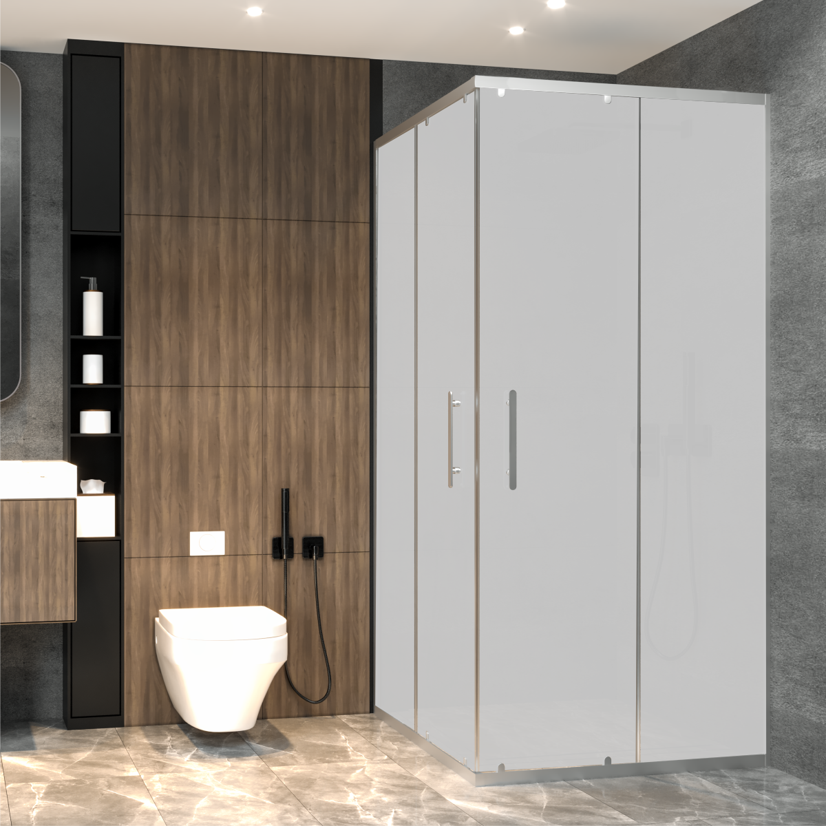 PANEWA 6 MM PRATİCO BUZLU KÖŞE GİRİŞLİ DUŞAKABİN H:180 110x110 - Parlak