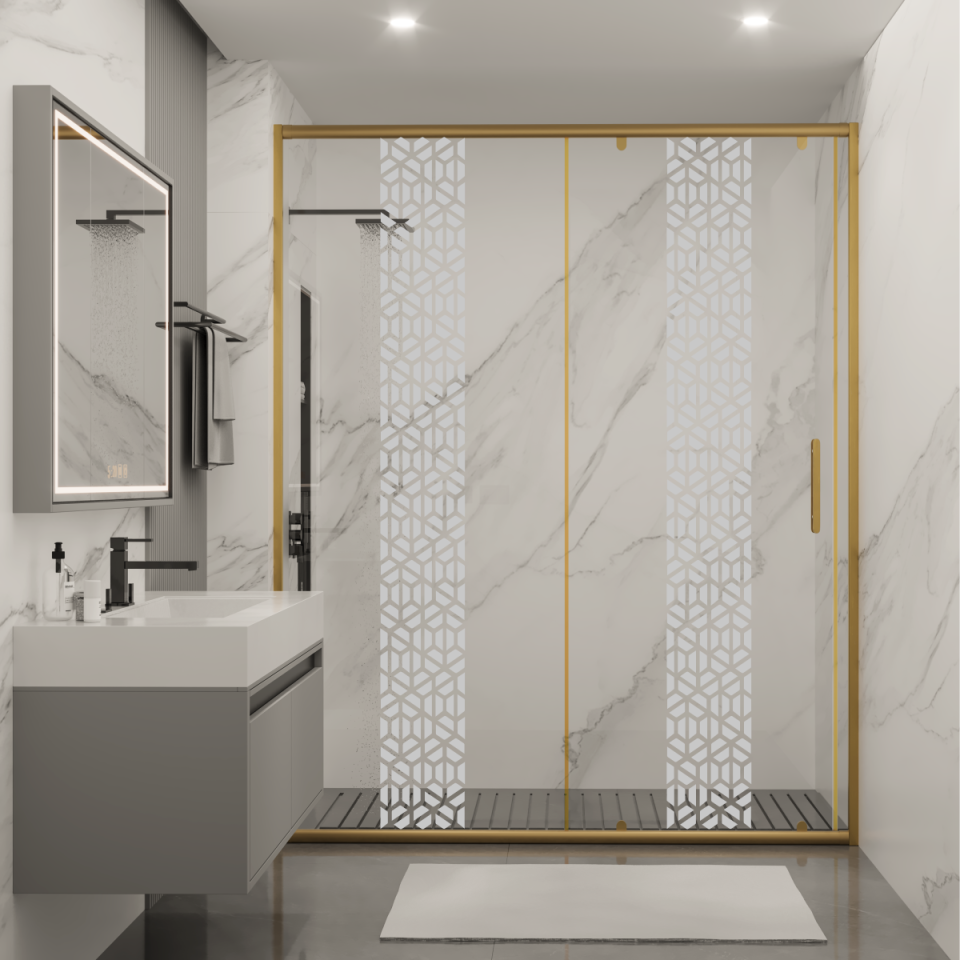 PANEWA 6 MM SÜPERLÜKS PNW125 KUMLAMA DESENLİ 1 SABİT 1 ÇALIŞIR DUŞAKABİN H:180