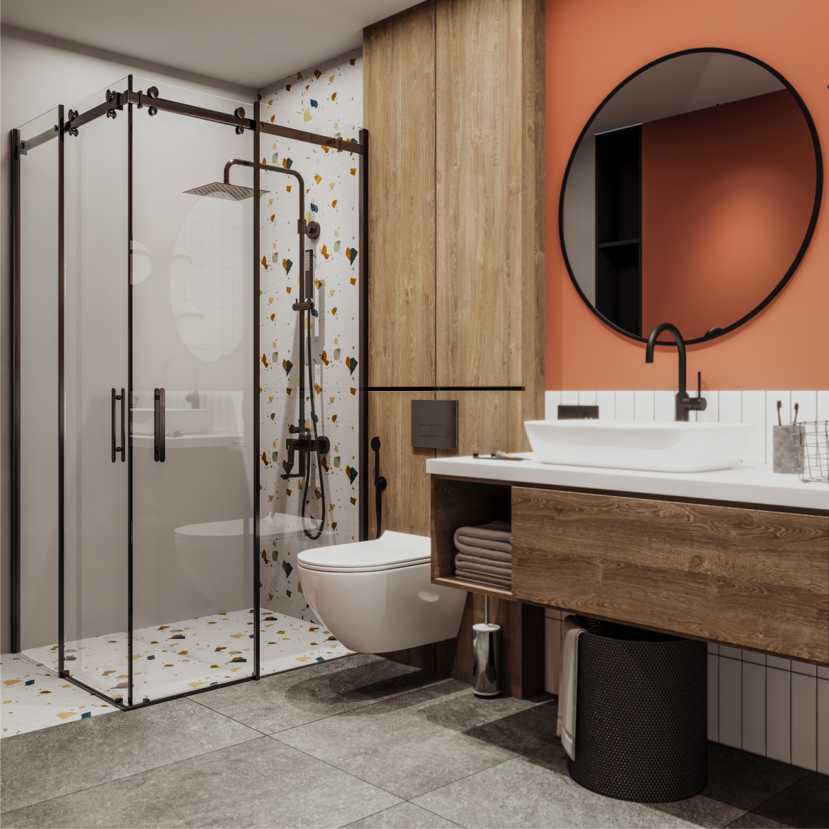PANEWA 6 MM ASKILI SİSTEM ROYAL ŞEFFAF KÖŞE GİRİŞLİ DUŞAKABİN H:190 90x90 - Siyah