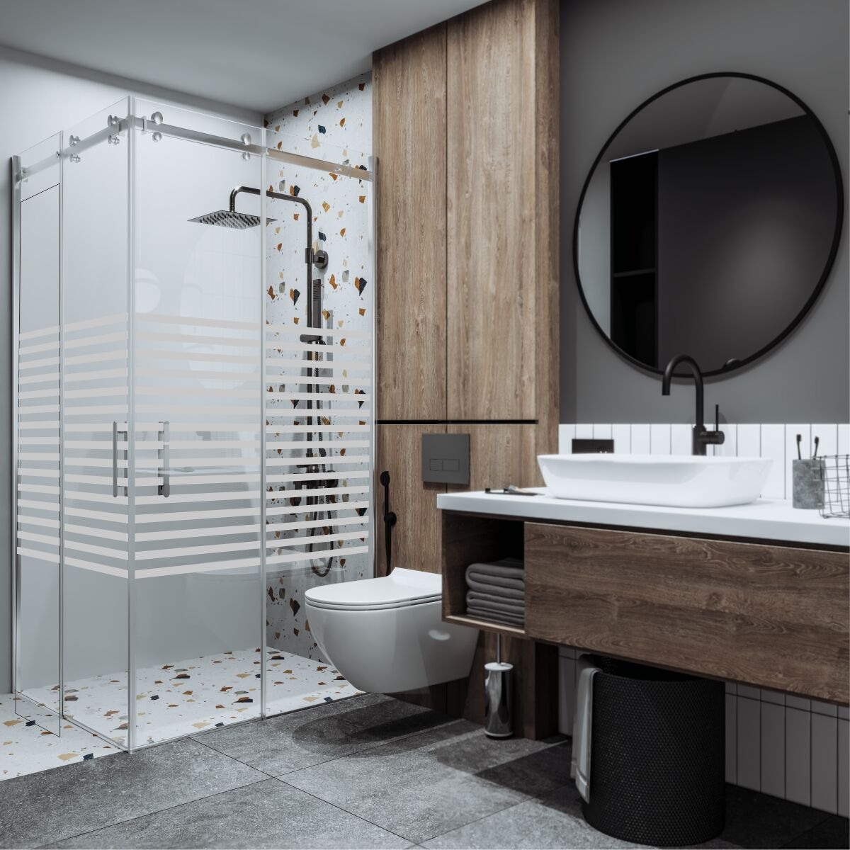 PANEWA 6 MM ASKILI SİSTEM ROYAL PNW126 KUMLAMA DESENLİ KÖŞE GİRİŞLİ DUŞAKABİN H:190 120x120 - Parlak