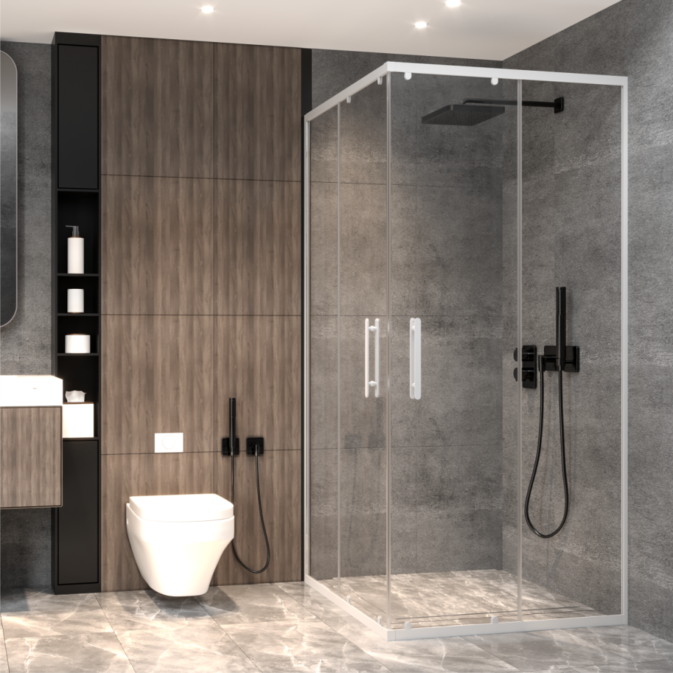 PANEWA 4 MM PRATİCO ŞEFFAF KÖŞE GİRİŞLİ DUŞAKABİN H:190 120x120 - Beyaz