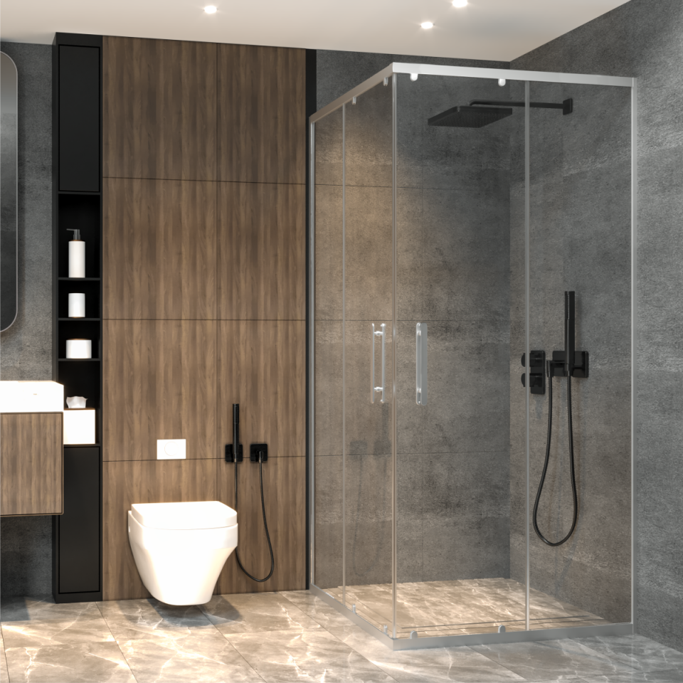 PANEWA 6 MM PRATİCO ŞEFFAF KÖŞE GİRİŞLİ DUŞAKABİN H:190 100x100 - Parlak