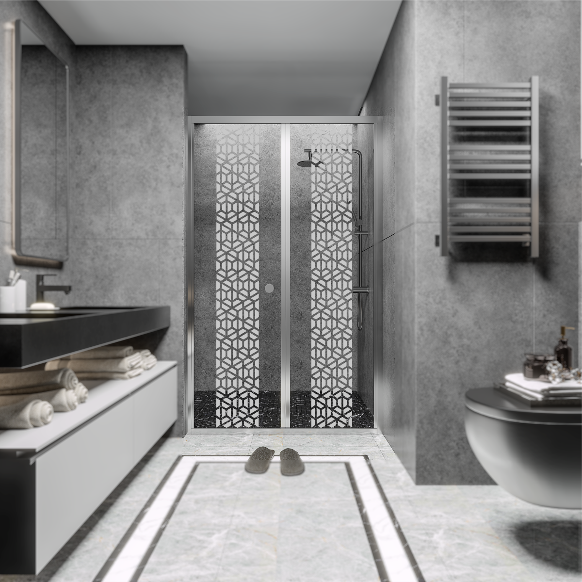 PANEWA 4MM KATLANIR PNW125 KUMLAMA DESENLİ DUŞAKABİN H:190 90-99 ARASI - Parlak