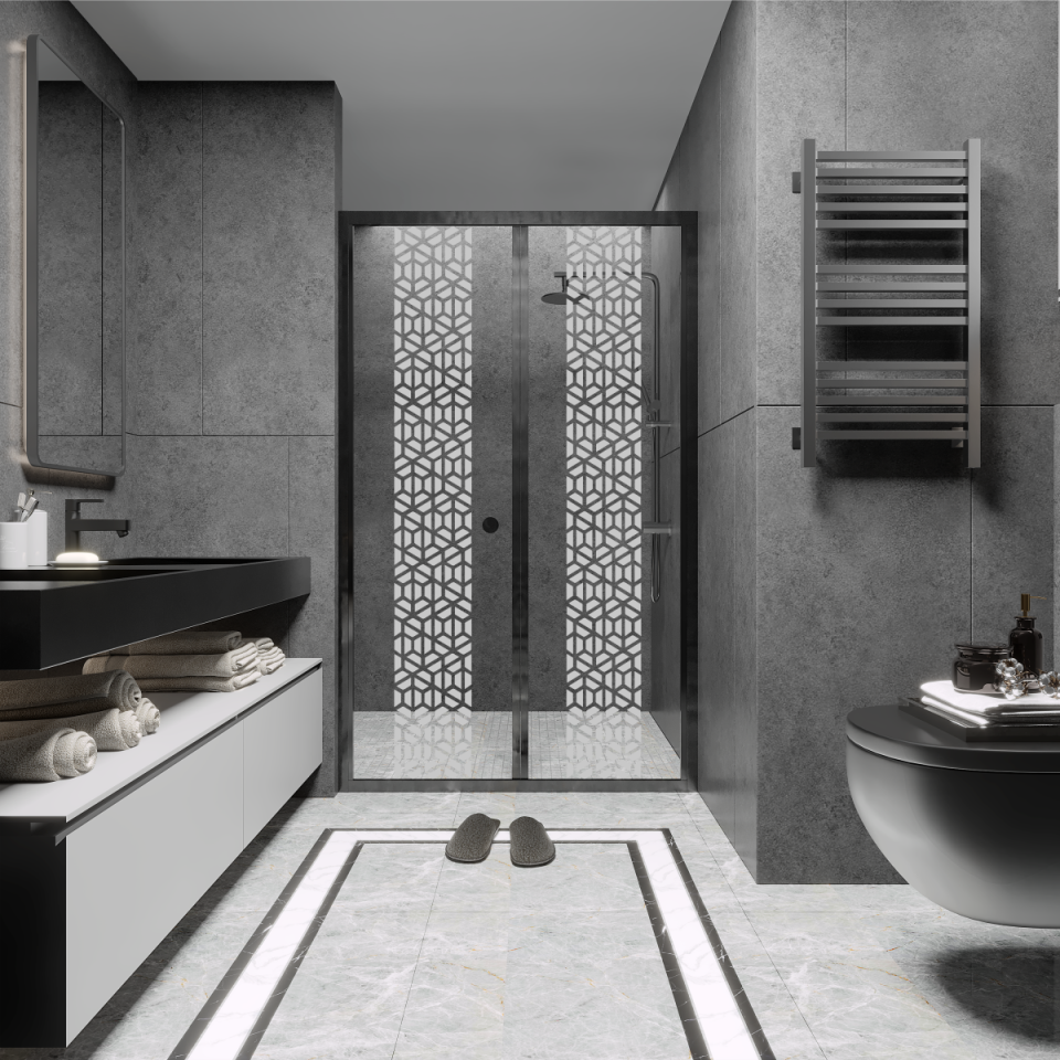 PANEWA 4MM KATLANIR PNW125 KUMLAMA DESENLİ DUŞAKABİN H:190 90-99 ARASI - Siyah