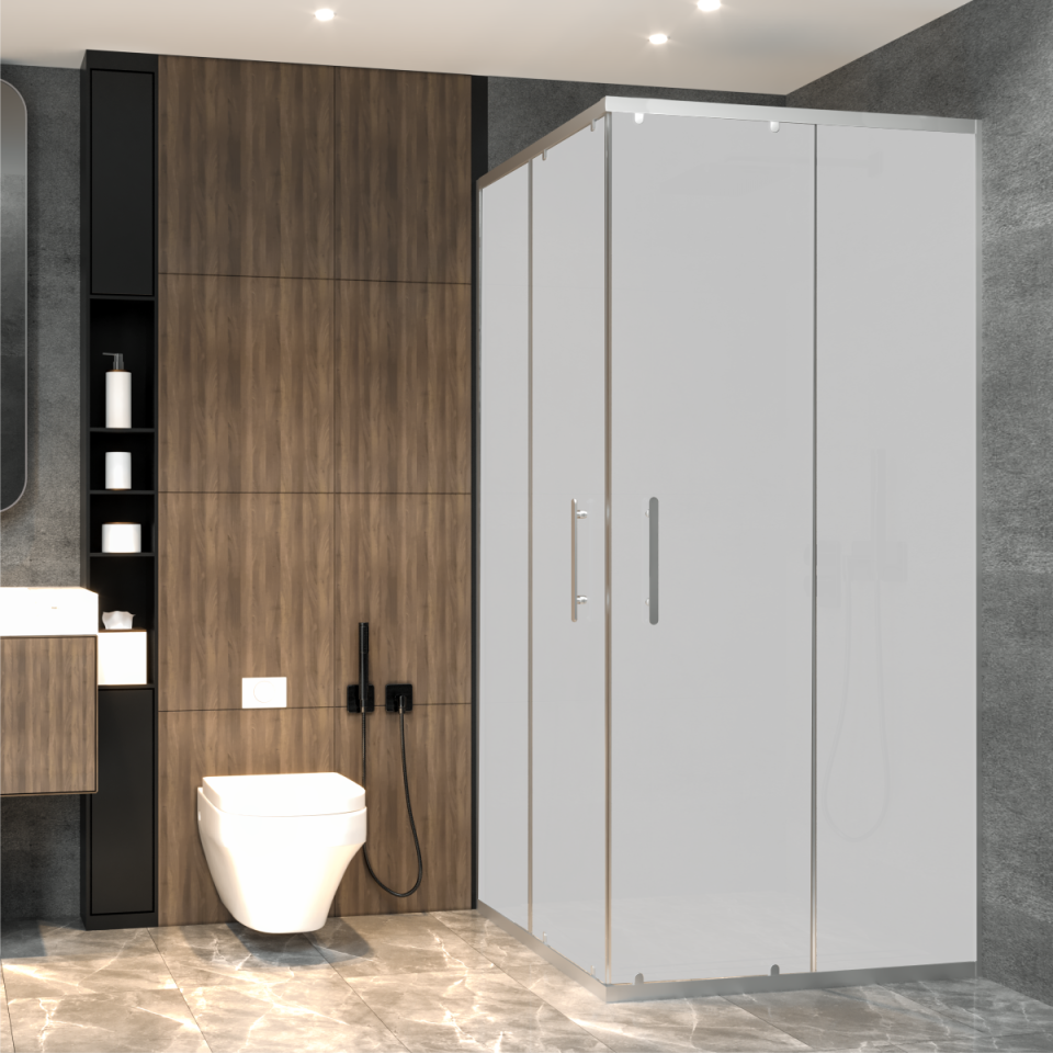PANEWA 4 MM PRATİCO BUZLU KÖŞE GİRİŞLİ DUŞAKABİN H:190 120x120 - Parlak