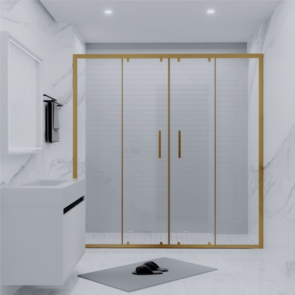 PANEWA 6 MM SÜPERLÜKS ŞEFFAF 2 SABİT 2 ÇALIŞIR  DUŞAKABİN H:190 180-189 ARASI - Gold