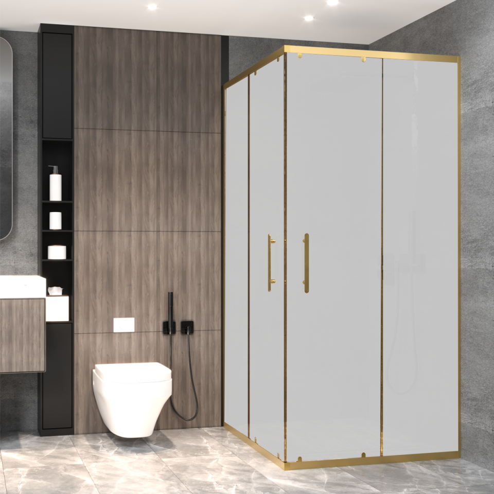 PANEWA 4 MM PRATİCO BUZLU KÖŞE GİRİŞLİ DUŞAKABİN H:190 90x90 - Gold