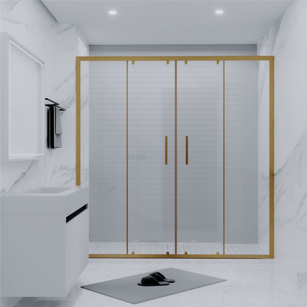 PANEWA 6 MM SÜPERLÜKS ŞEFFAF 2 SABİT 2 ÇALIŞIR  DUŞAKABİN H:180 160-169 ARASI - Gold