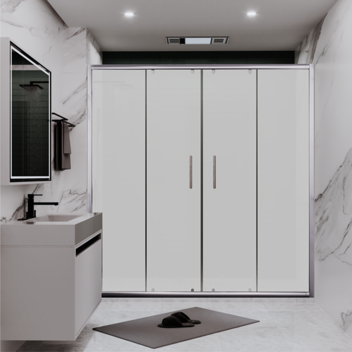 PANEWA 6 MM SÜPERLÜKS BUZLU 2 SABİT 2 ÇALIŞIR  DUŞAKABİN H:190 150-159 ARASI - Parlak