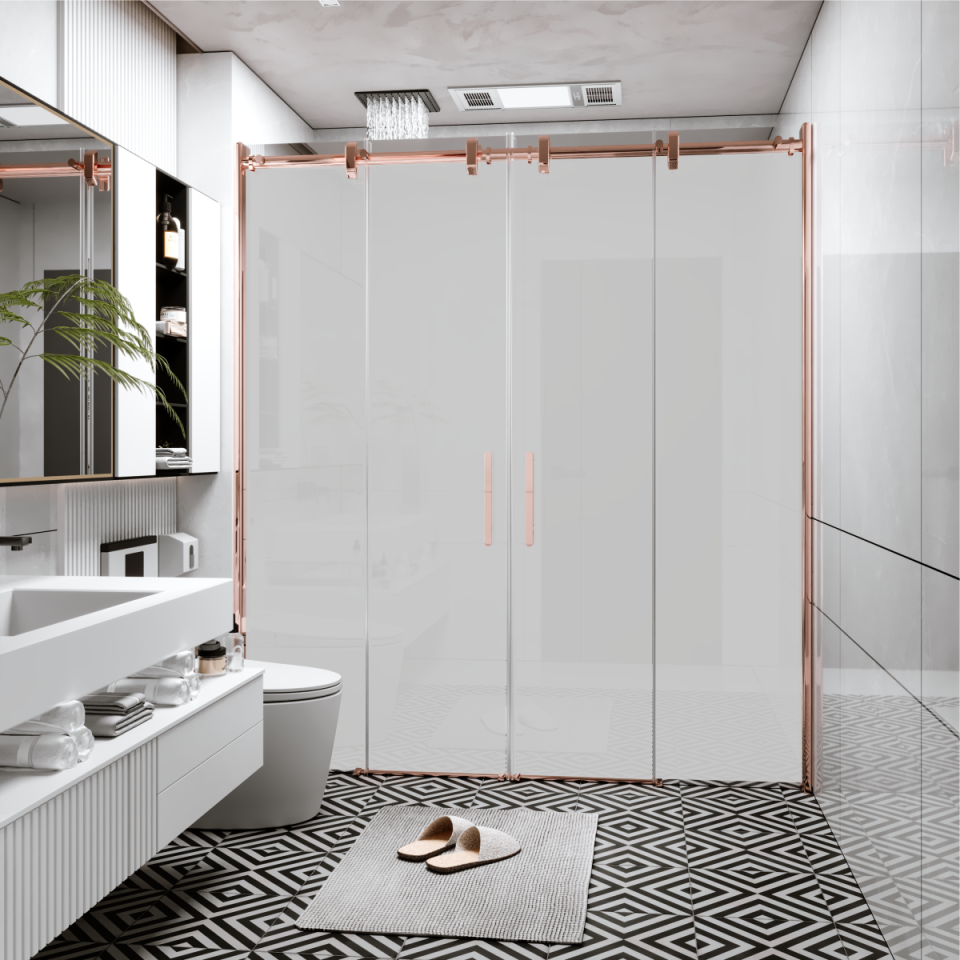 PANEWA 6 MM BORU SİSTEM NOVA BUZLU 2 SABİT 2 ÇALIŞIR  DUŞAKABİN H:190 150-159 ARASI - Rose