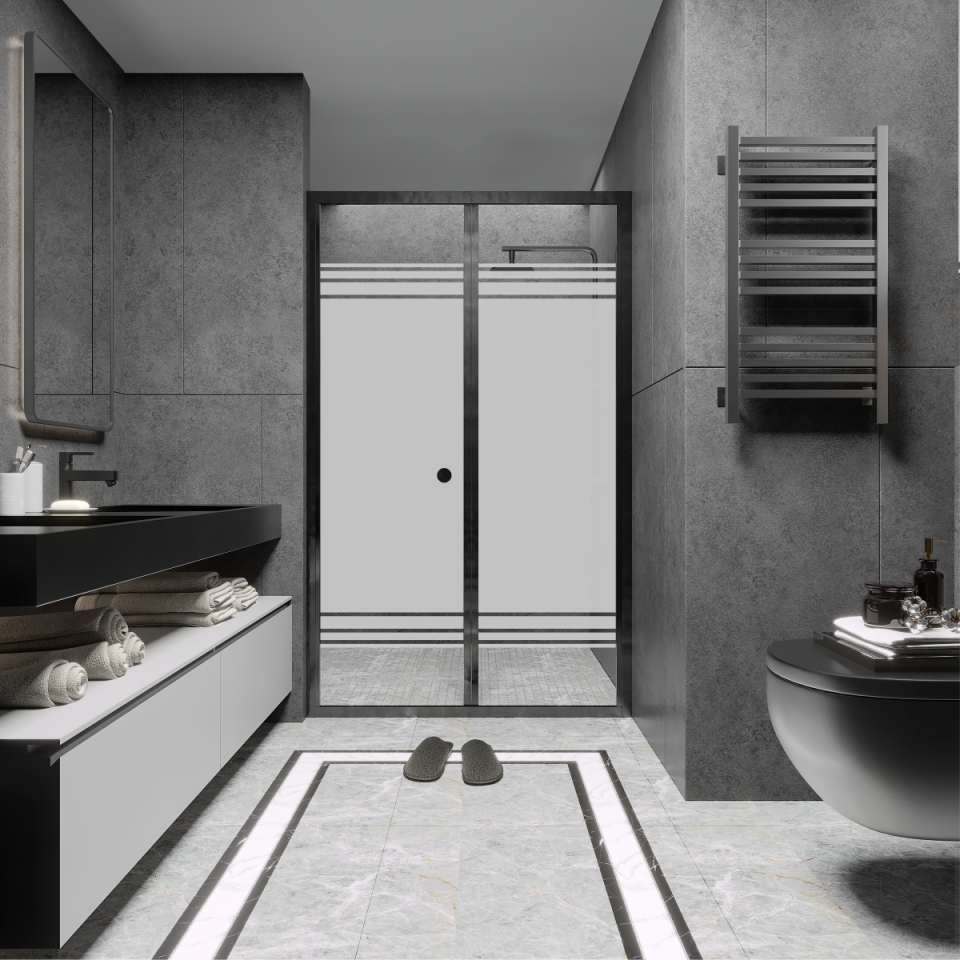 PANEWA 4MM KATLANIR PNW28 KUMLAMA DESENLİ DUŞAKABİN H:190 100-109 ARASI - Siyah