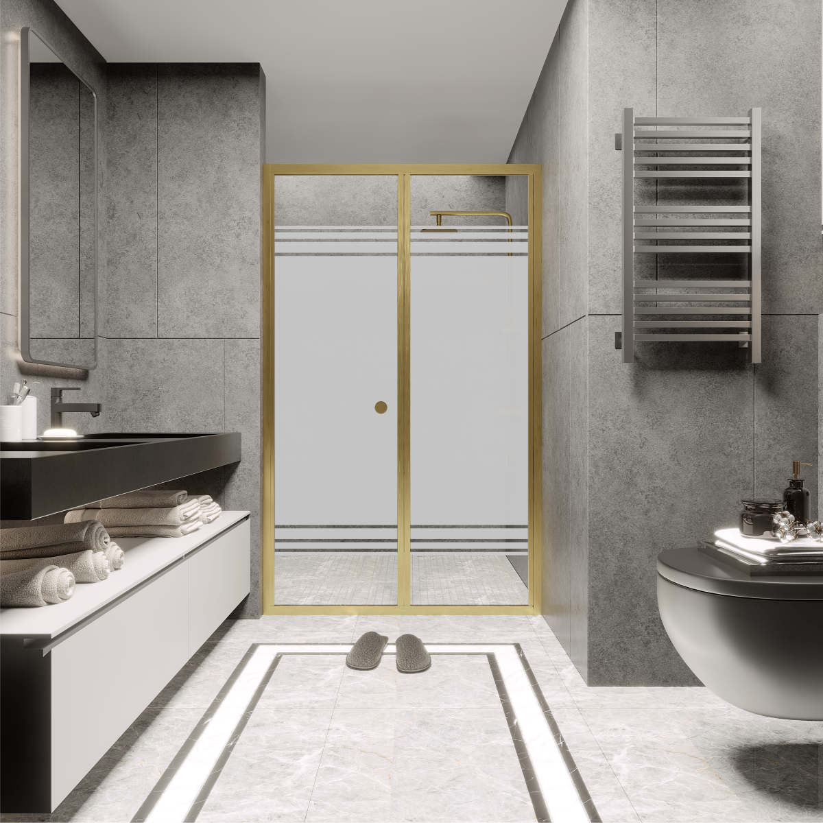 PANEWA 4MM KATLANIR PNW28 KUMLAMA DESENLİ DUŞAKABİN H:190 100-109 ARASI - Gold