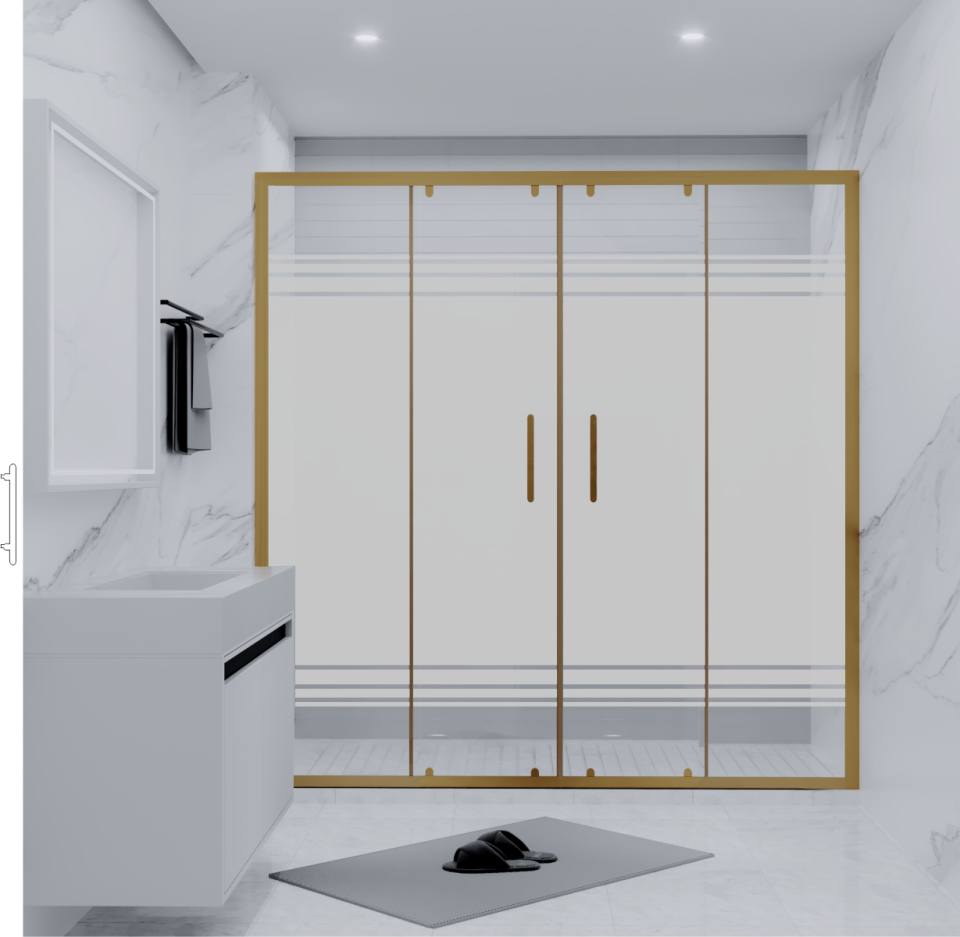 PANEWA 6 MM SÜPERLÜKS PNW28 KUMLAMA DESENLİ 2 SABİT 2 ÇALIŞIR DUŞAKABİN H:190 160-169 ARASI - Gold