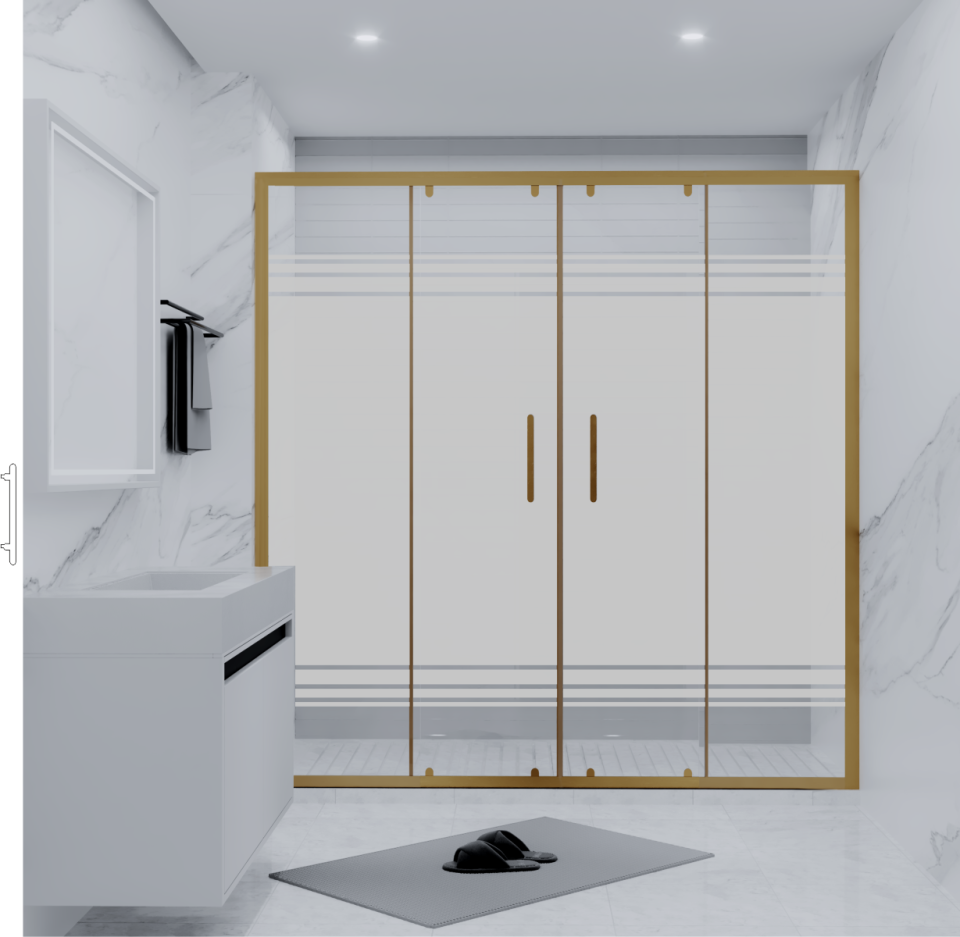 PANEWA 6 MM SÜPERLÜKS PNW28 KUMLAMA DESENLİ 2 SABİT 2 ÇALIŞIR DUŞAKABİN H:190 190-199 ARASI - Gold