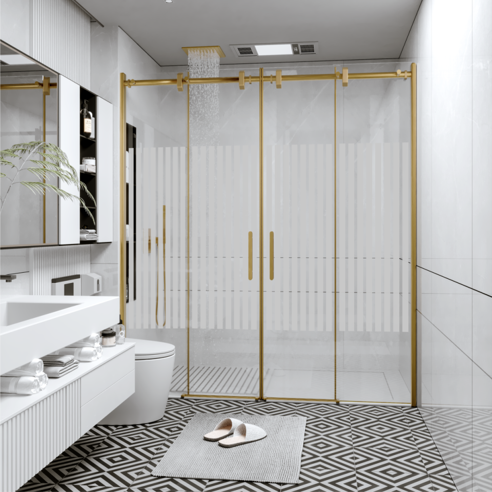 PANEWA 6 MM BORU SİSTEM NOVA PNW81 KUMLAMA DESENLİ 2 SABİT 2 ÇALIŞIR  DUŞAKABİN H:190 150-159 ARASI - Gold