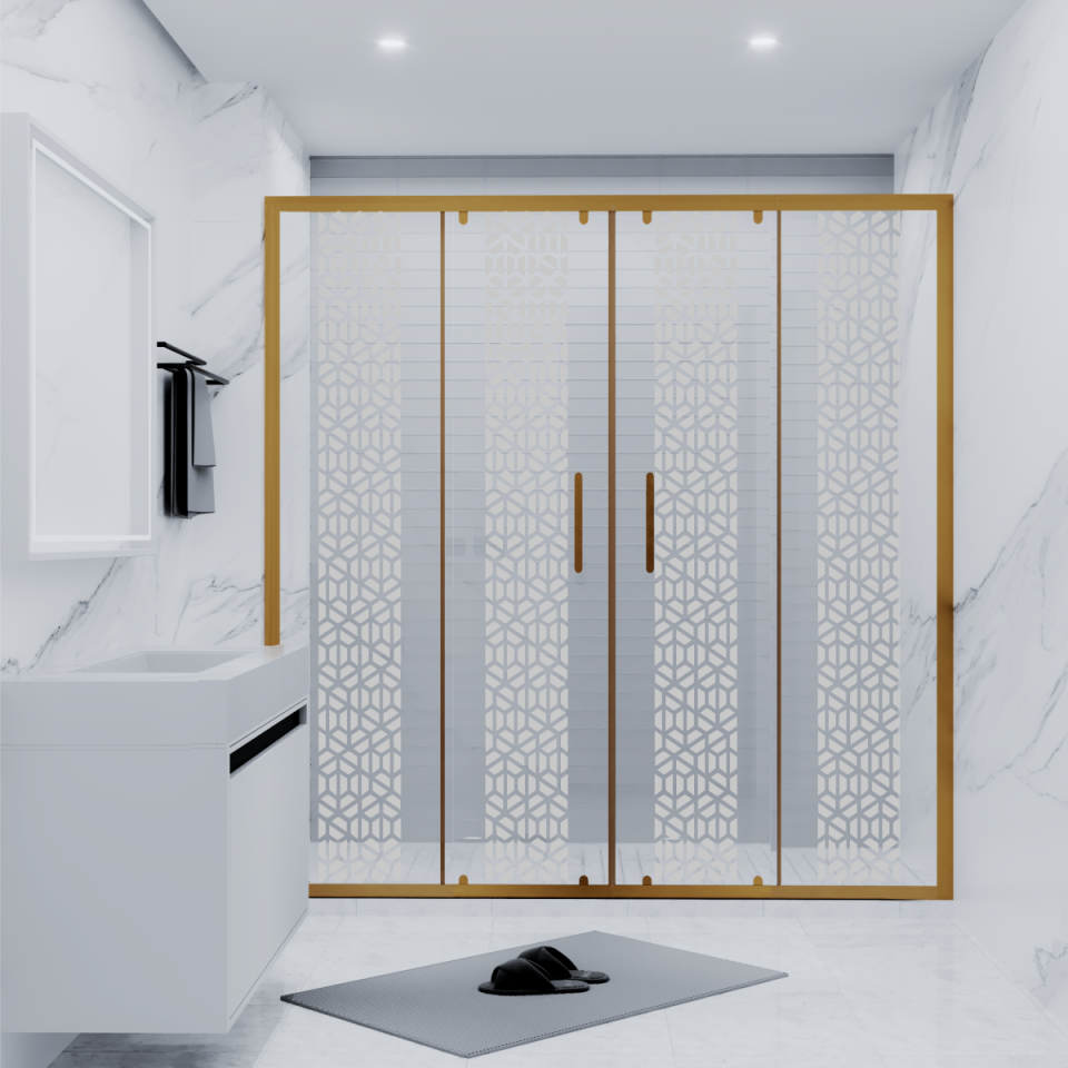 PANEWA 6 MM SÜPERLÜKS PNW125 KUMLAMA DESENLİ 2 SABİT 2 ÇALIŞIR DUŞAKABİN H:190