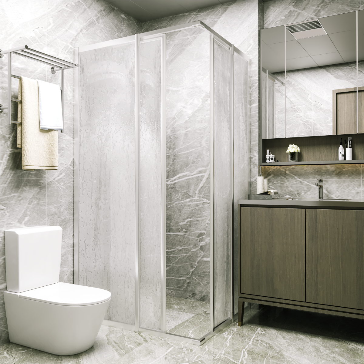 PANEWA POLİSTREN MİKA KÖŞE GİRİŞLİ DUŞAKABİN H:180 100x100 - Parlak